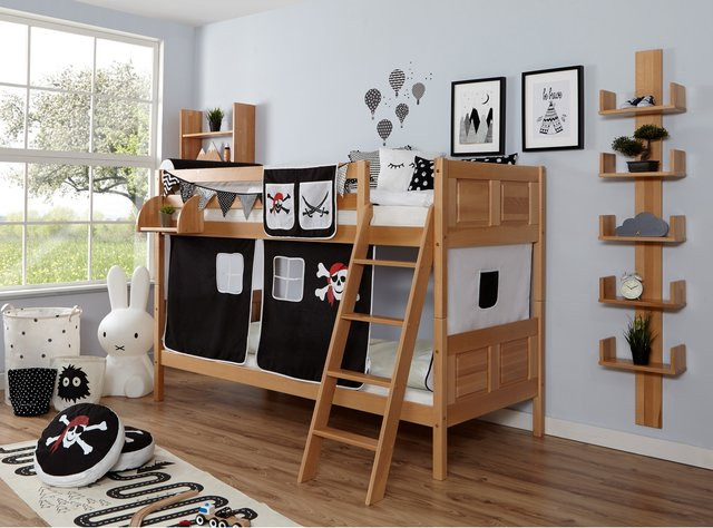 TiCAA Etagenbett Erni aus Massivholz in Buche Natur im Country-Design - Bild 1