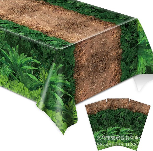 PartiesTour Tischdecke mit Dinosaurier-Motiv für Wald und Dschungel Themenpartys, Grün, Rechteckig, Transparent aus PVC - Bild 1
