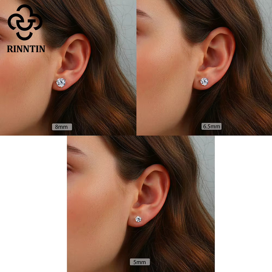 Rinntin Ohrstecker, 925 Silber, Moissanit-Diamant, Damen - Bild 4