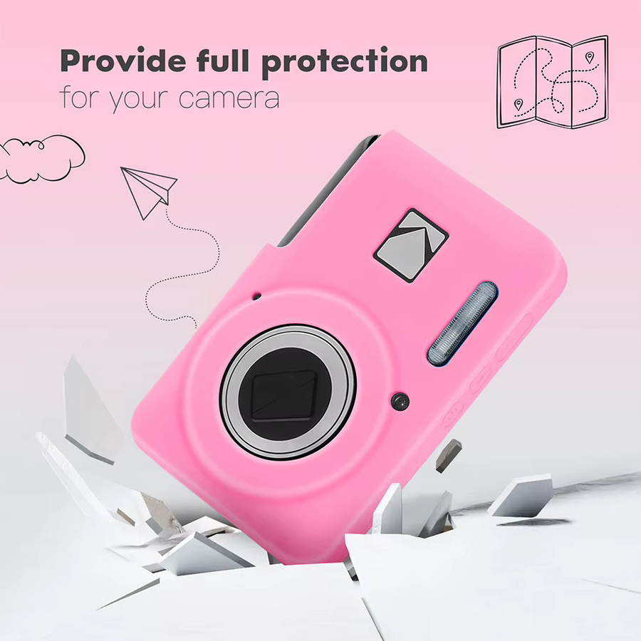 Silikon-Schutzhülle für Kodak PIXPRO FZ55 Digitalkamera mit Umhängeband in Lila - Bild 3