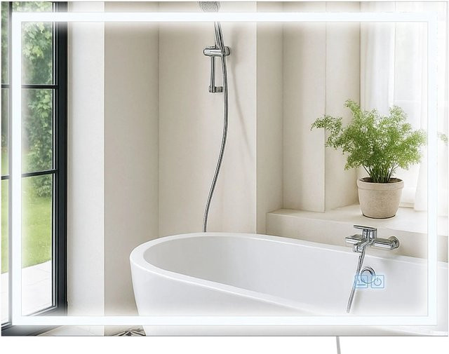 DELUKE Badspiegel GRAZ Wandspiegel mit Bluetooth aus Klarglas, B: 60 cm, H: 80 cm, T: 3,5 cm - Bild 1