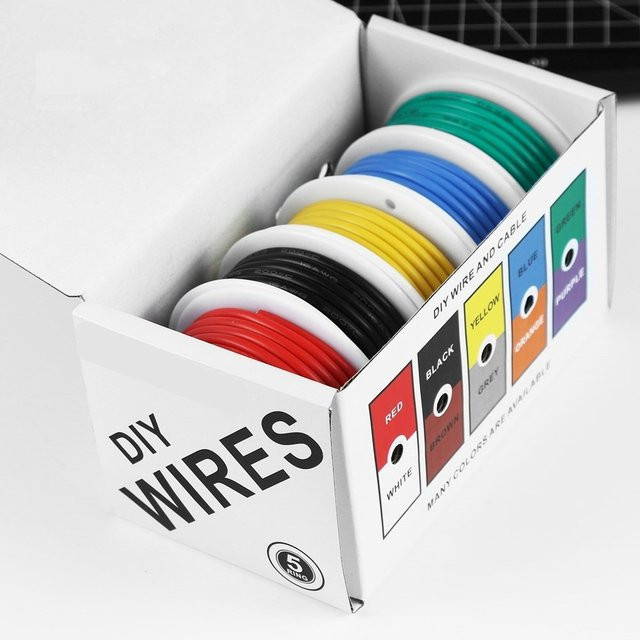 Beteno Flexibler Silikondraht aus verzinnter Kupferleitung, 22 AWG, Mehrfarbig, 5 m oder 10 m Länge - Bild 1