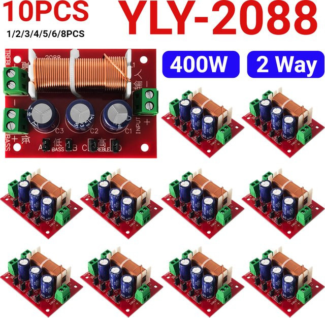 YLY-2088 2-Wege-Crossover-Filter 400W einstellbarer Frequenzteiler für Audio-Lautsprecher in Rot - Bild 1