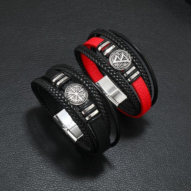 Lucky Star Jewelry Lederarmband, mehrschichtig, geflochten, Schwarz, Herren - Bild 1