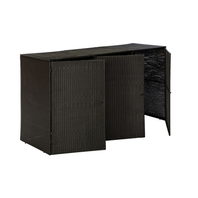 Merxx Mülltonnenbox für 3 Mülltonnen aus Stahl und Kunststoffgeflecht, Braun, B/H/T: 64,5 x 108 x 77 cm - Bild 2