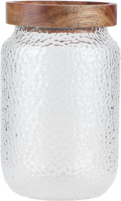 TOMTOP JMS Glasbehälter-Set mit luftdichtem Holzdeckel, transparent/weiß, 700 ml - Bild 1