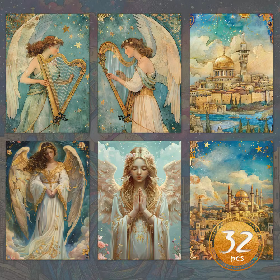 32-teiliges christliches Postkarten-Set in Blau mit Motiven zur Geburt Jesu und Vintage-Designs aus Papier - Bild 2