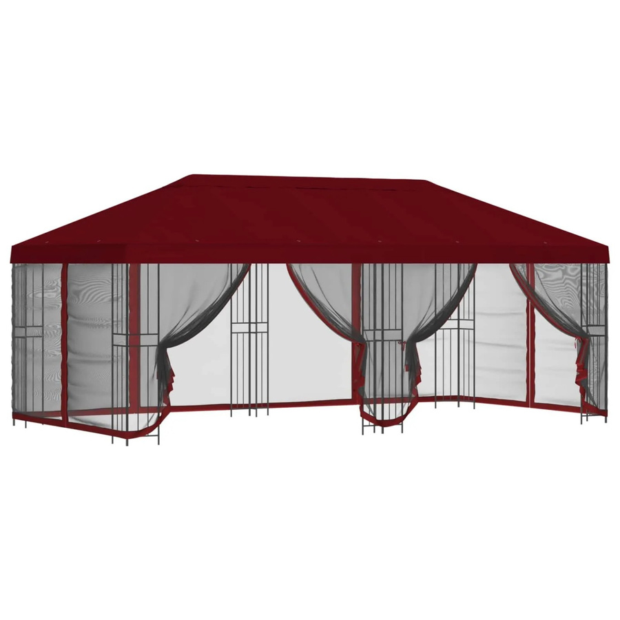 vidaXL Pavillon mit verstellbaren Netz-Seitenwänden aus Polyester und Stahl, Bordeauxrot, B: 6 m, T: 3 m, H: 2,765 m - Bild 2