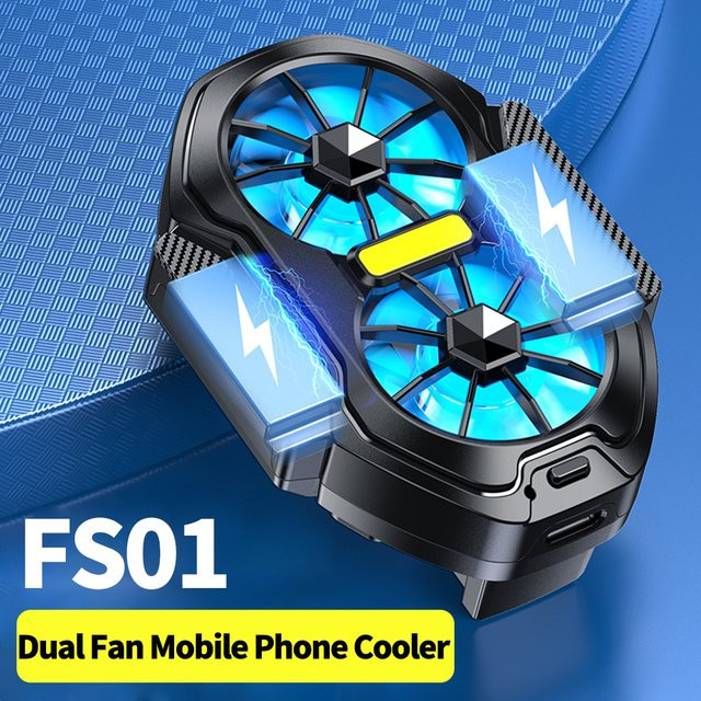 MOJOYCE FS01 Dual Fan Handy Kühler Schwarz mit USB-Anschluss für Android und iOS - Bild 1