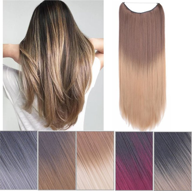 Jeedou Haarverlängerung, synthetisch, Ombre-Farben, einteilig, ohne Clips - Bild 1