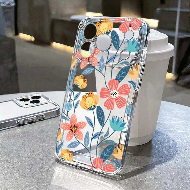 MOESOE Transparente Handyhülle mit Blumenmuster für iPhone 17e 17 16 15 14 13 Pro Max und 17 Pro, Stoßfeste Silikon TPU Schutzhülle - Bild 1