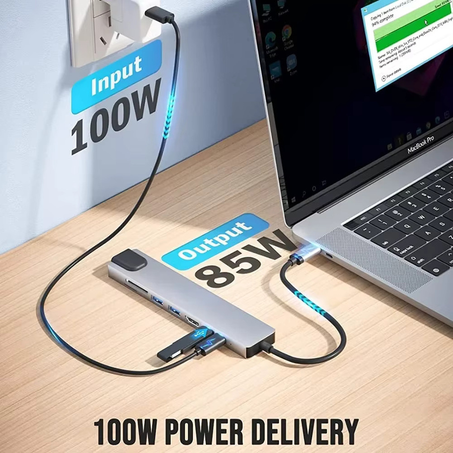 KEBIDUMEI 8-in-1 USB-C Dockingstation mit HDMI 4K, RJ45 Ethernet, SD/TF Kartenleser und PD 100W für Laptop und Macbook - Bild 2