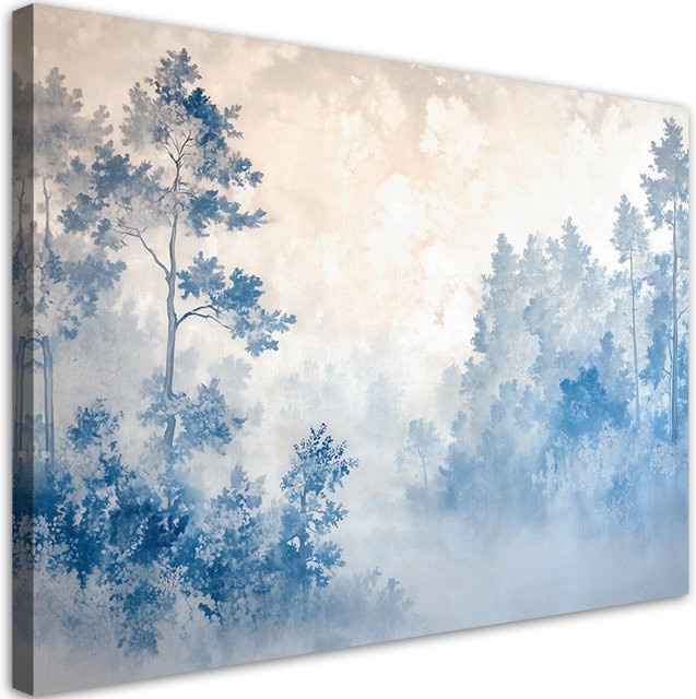 Leinwanddruck Waldmorgennebel Natur von Feeby in Blau, B: 60 cm, H: 40 cm, T: 2 cm - Bild 1