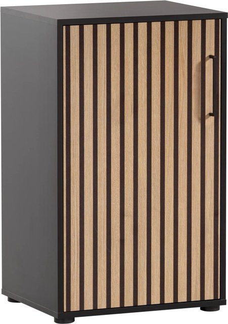 PROREGAL Aktenschrank Raven Small mit Akustikpaneelen in Eiche und Schwarz, H x B x T: 84 x 51 x 41 cm - Bild 1