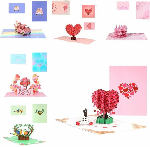 Romantische 3D-Pop-up-Grußkarte aus Papier in Pink für Geburtstag und besondere Anlässe - Bild 1