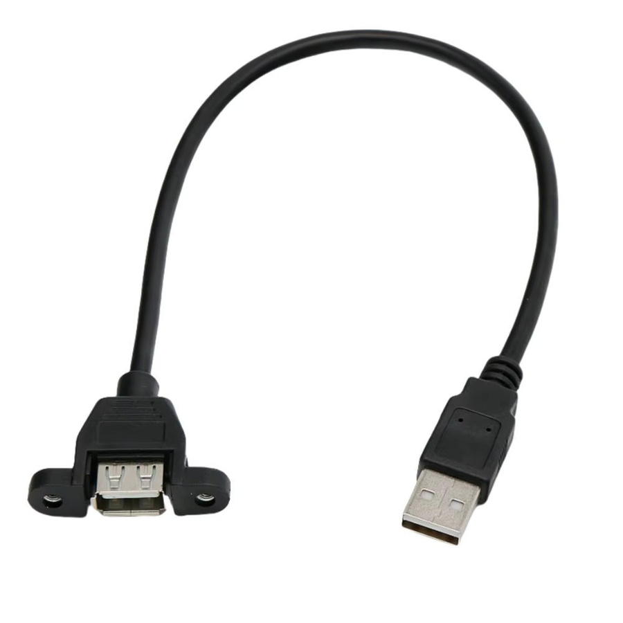 USB 2.0 A-Stecker auf A-Buchse Verlängerungskabel in Schwarz mit Vollkupferkern und Doppelschirmung zur Panelmontage - Bild 2