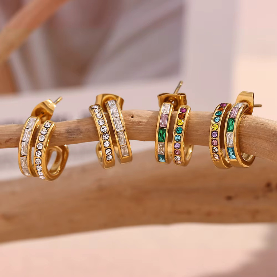 E.B.belle Ohrringe, Edelstahl, Gold, Zirkonia, Damen - Bild 2