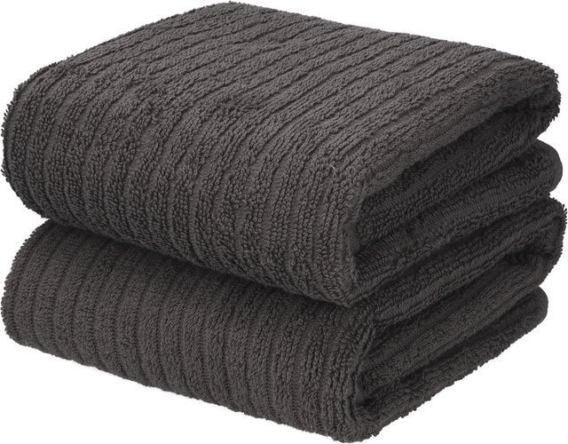 LIVARNO Frottier-Handtücher aus Baumwolle, 2 Stück, Grau, Oeko-Tex Made in Green - Bild 1