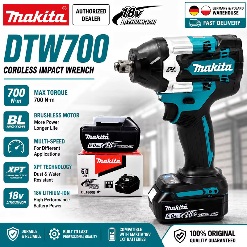Makita DTW700 18V Akku-Schlagschrauber mit 700Nm Hochdrehmoment und variabler Geschwindigkeit - Bild 2