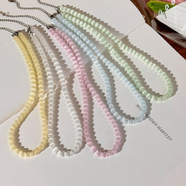 imixlot Choker-Halskette, Kristall-Opal-Perlen, Katzenauge-Steinperlen, Damen - Bild 1