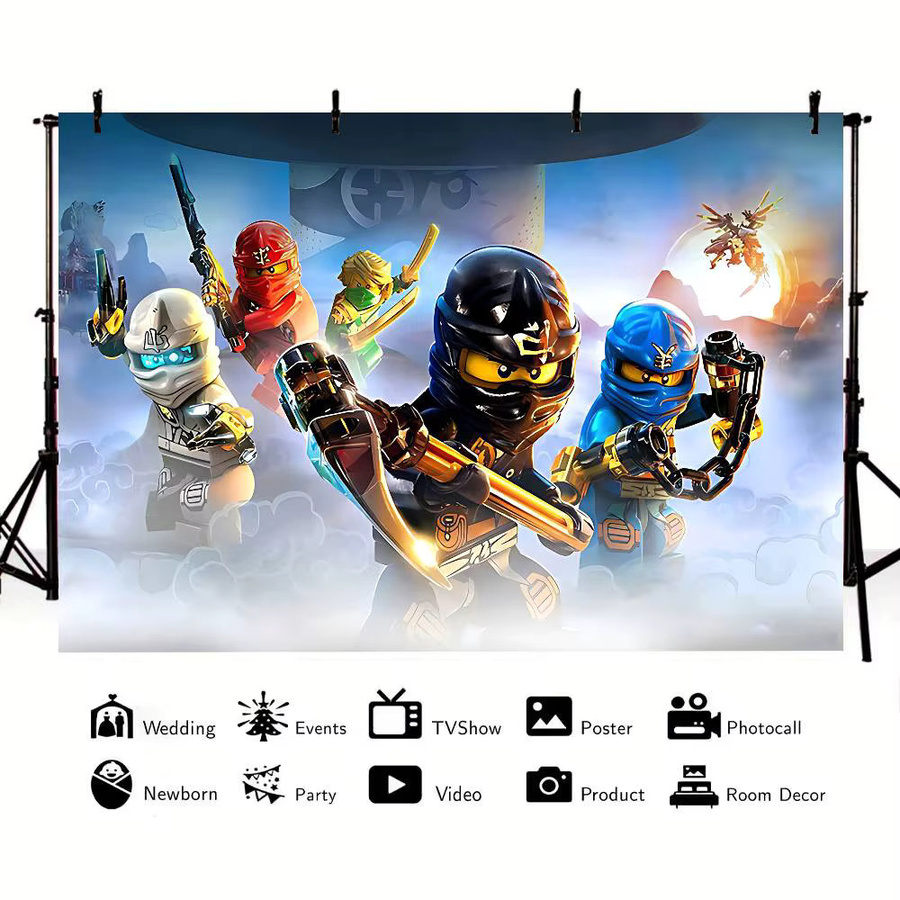 Mesuca Ninjagos Fotohintergrund für Kinder als Partydekoration, Mehrfarbig, B: 70 cm, H: 70 cm - Bild 3