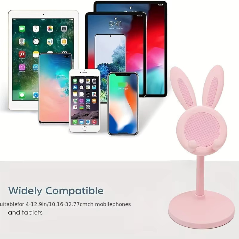 Einstellbarer Handyhalter im Kaninchen-Cartoon-Design für iPhone und Samsung Smartphones, Farbe: Pink - Bild 2