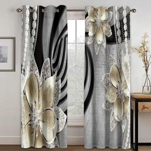 Yiran Furniture Vintage Vorhänge mit floralem Muster, halbtransparent, Mehrfarbig, B: 50 cm, H: 160 cm, 2 Stück - Bild 1
