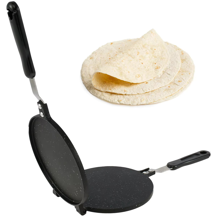 Willstar Tortilla-Presse aus Aluminiumlegierung in Schwarz für selbstgemachte mexikanische Flatbreads, rund - Bild 5