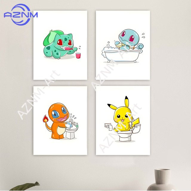 KAYOU Pokemon Anime Leinwandbilder Pikachu und Bulbasaur Wandkunst in Mehrfarbig - Bild 1
