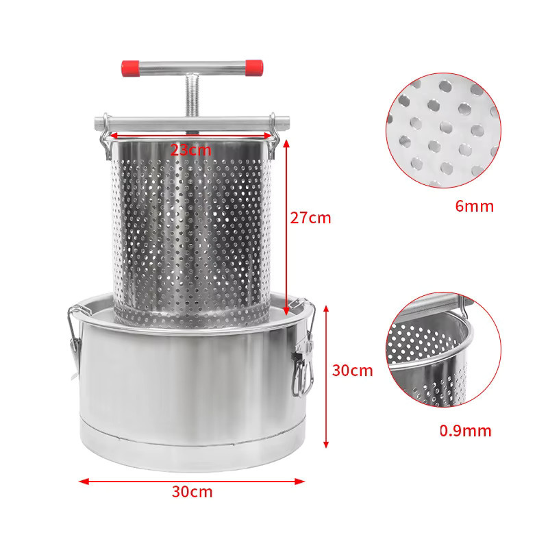XMSJ Honigpresse aus Edelstahl mit integriertem Fassfilter, 18 Liter, Silber - Bild 1