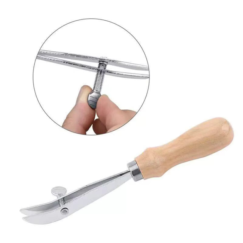 Einstellbares Lederkanten-Groover Werkzeug mit Holzgriff in Silber für dein DIY Lederhandwerk - Bild 1