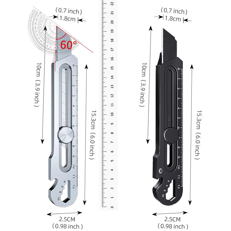 DTBD 6-in-1 Multifunktionsmesser aus Edelstahl mit einziehbarem 18mm Snap-Off-Messer - Bild 5