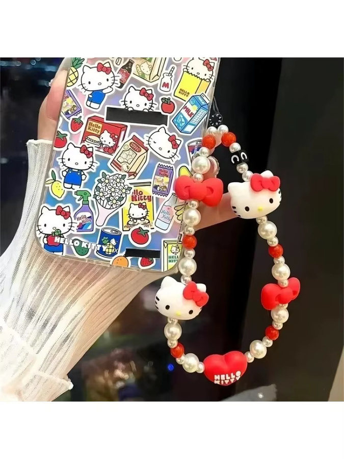 Sanrio Hello Kitty Handyhülle mit Anti-Verlust-Schlüsselband und Anhänger in Rot für Damen - Bild 7