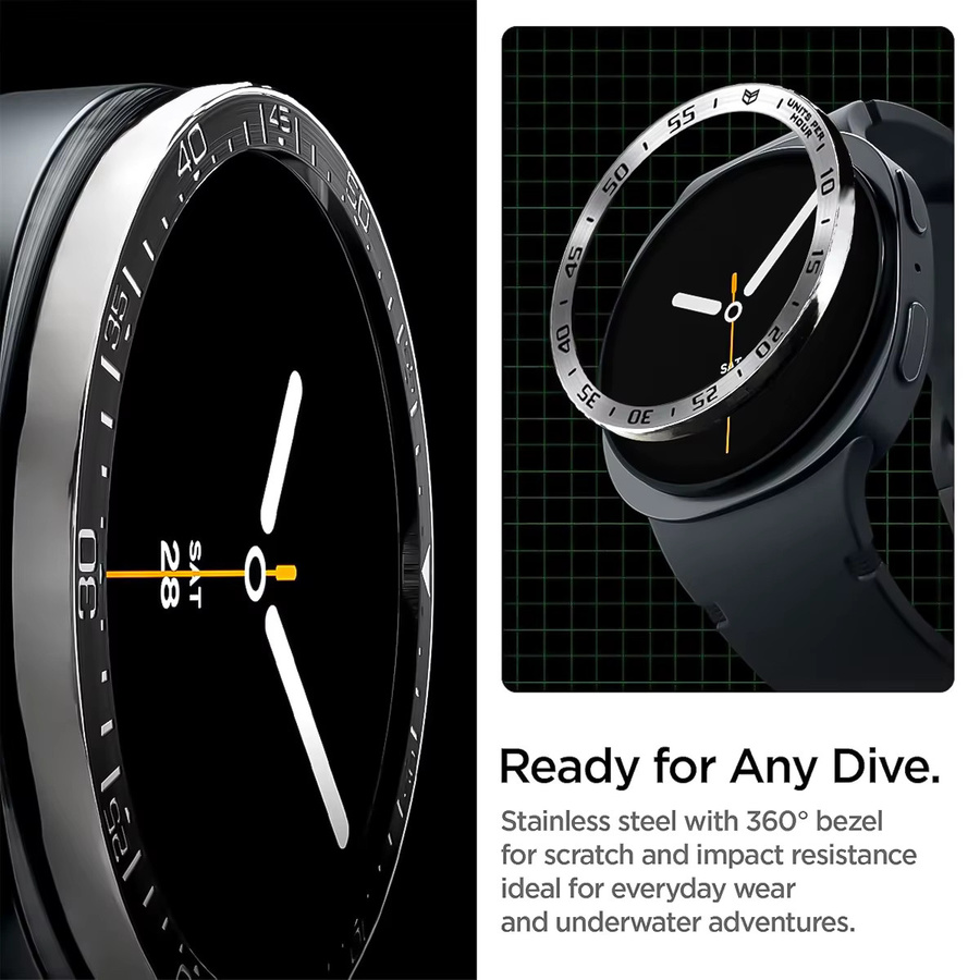 CAOWTAN Uhrengehäusering Edelstahl, Silber, Unisex, für Samsung Galaxy Watch 8 - Bild 2