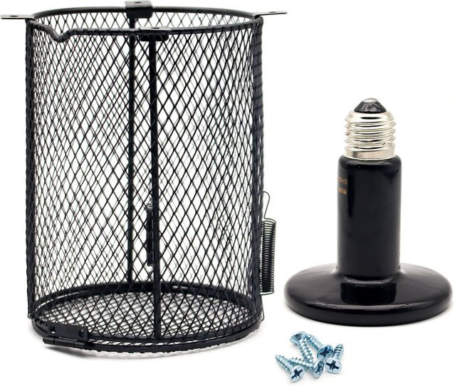 Reptilien-Heizlampenschutz aus Keramik und Metall in Schwarz, Netzabdeckung für Heizbirnen von Eidechsen, Schildkröten und Schlangen - Bild 1