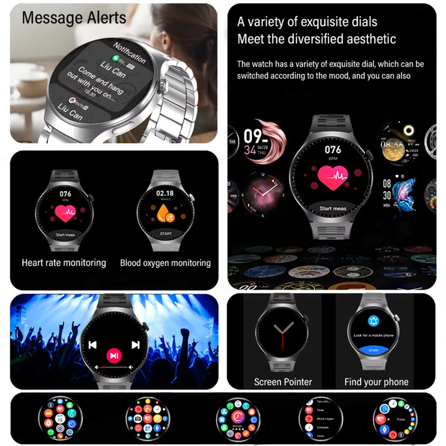 LAXASFIT Smartwatch für Herren mit 1,52 Zoll Volltouchscreen, Bluetooth-Sprachanruf und Fitness-Tracker in Silber - Bild 5