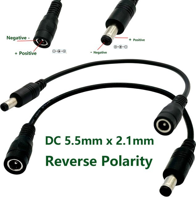 2 Stück UpperFu Umkehrpolaritäts-Stromumwandlungskabel DC 5,5mm x 2,1mm in Schwarz für Tastatur, Gitarre, Klavier und Effektpedale - Bild 1