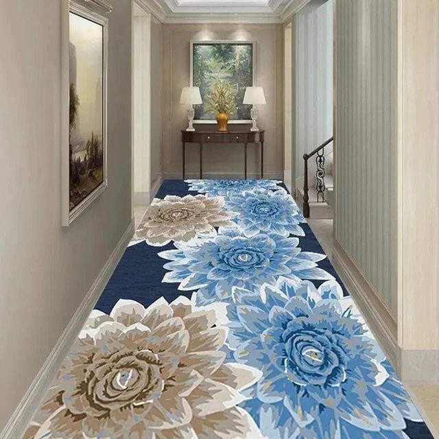Moderner waschbarer Flurteppich Super Six in Blau, B/L: 50 x 300 cm - Bild 1