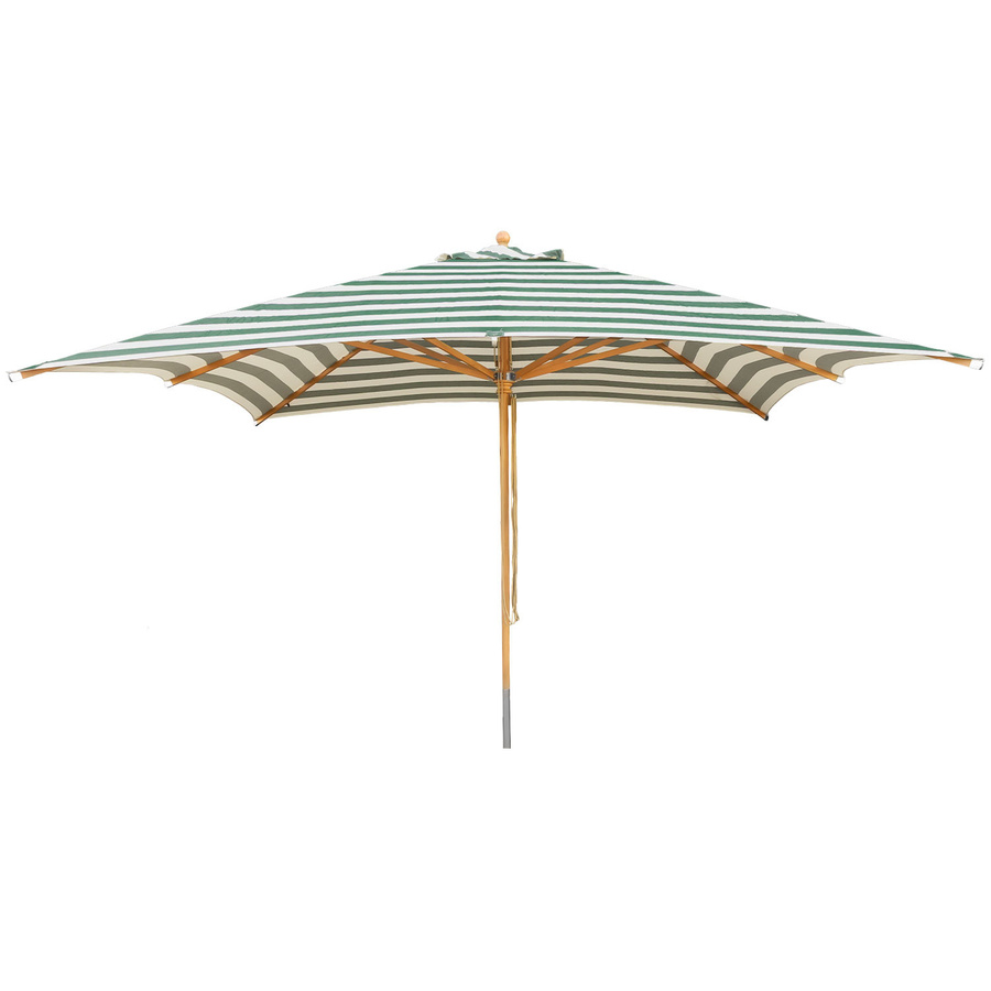 Anndora Sonnenschirm mit Holzgestell und grün gestreiftem Stoff, B/T: 400 x 400 cm - Bild 1