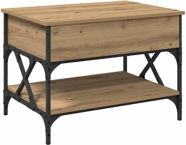 vidaXL Couchtisch Artisan-Eiche in Braun im Industriedesign aus Holzwerkstoff und Metall, B/T/H: 70 x 50 x 50 cm - Bild 1
