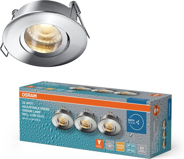 Osram LED Einbaustrahler Bad Set GU10 IP65 Chrom 4.5W Warmweiß Durchmesser: 6.8 cm - Bild 1