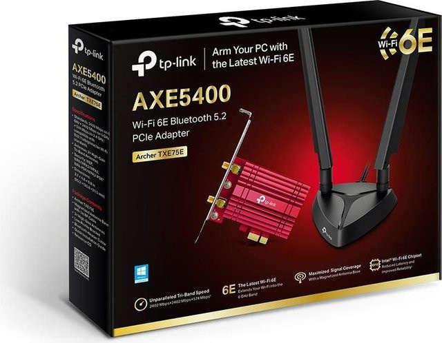 TP-Link Archer TXE75E PCIe WLAN-Adapter mit Wi-Fi 6E und Bluetooth 5.2, Tri-Band AXE5400 - Bild 2