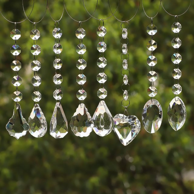 ZhuBI Kristall-Anhänger in Achteck-Form, transparente geometrische Glas-Perlen für Traumfänger und Dekorationen, 50 mm - Bild 1
