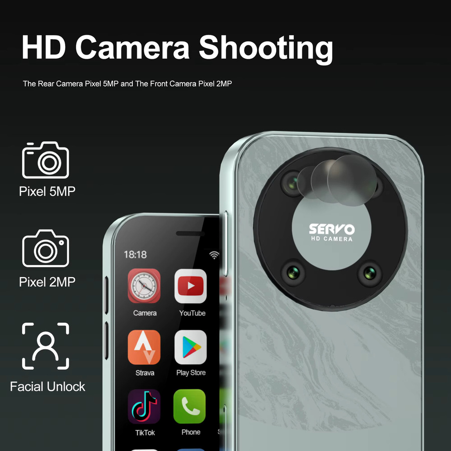SERVO KING9000 Mini-Smartphone Schwarz mit 4G LTE, Android-System, 16 GB ROM, WiFi und 3.0 Zoll Display - Bild 5