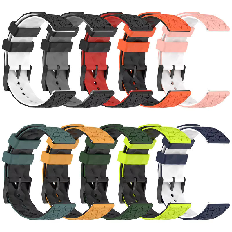 VATMENS Uhrenarmband Fußball-Muster, Silikon, Schwarz, 20 mm, 22 mm - Bild 2