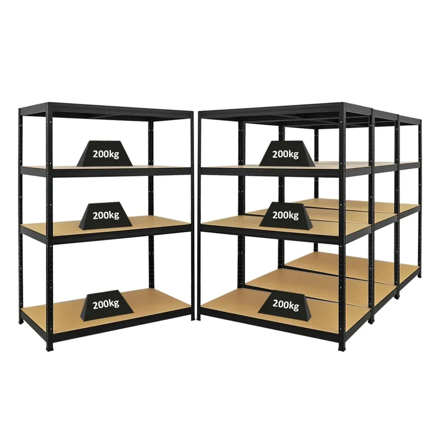 4er Set PROREGAL Schwerlastregal Big Elephant Schwarz mit MDF-Holzböden, H x B x T: 160 x 120 x 60 cm - Bild 2