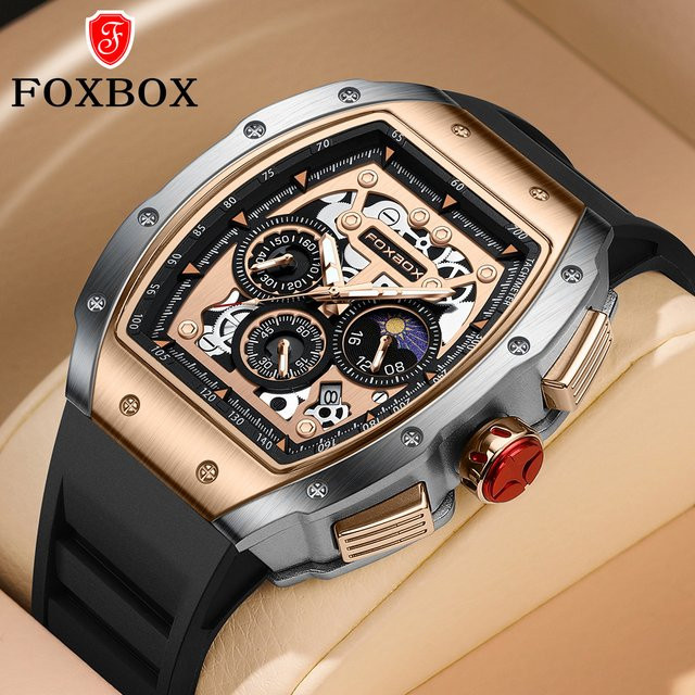 LIGE Armbanduhr Chronograph, Quarz, Silikon, Schwarz, Herren - Bild 1