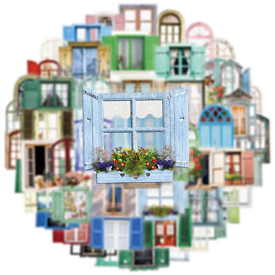 Rspctou Cartoon Fensteraufkleber Set, Transparente Bunte Retro Ästhetische Sticker für DIY Notizbuch, Laptop und Handy - Bild 2
