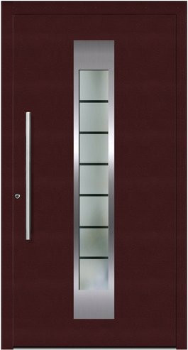 KNOCK Aluminium-Haustür Terra Nova in Purpur-Rot mit Glaseinsatz und RC2-Schutz - Bild 1