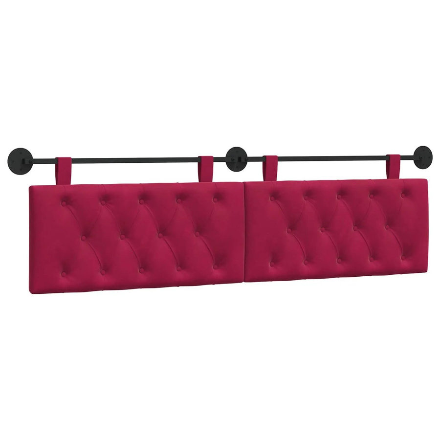 vidaXL Wandmontiertes Polsterpaneel aus Samt in Weinrot, B/H/T: 170 x 55 x 7 cm - Bild 2